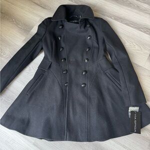 Via Spiga Women's Wool Blend Black Fit & Flare Coat new
